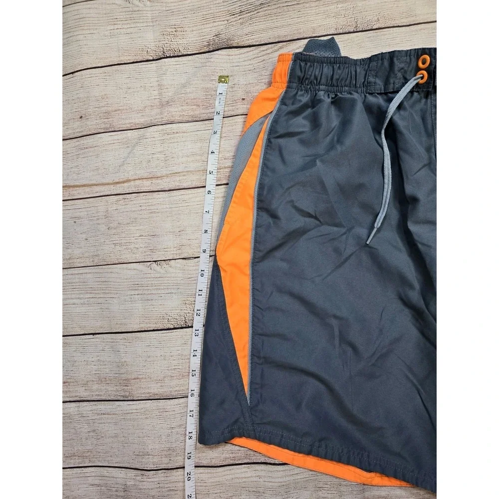 Men's Nike swim trunks Size‎ Large Gray Orange performance swimming Tie Front